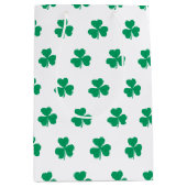 Shamrock St. Patrick's Day Groen Wit Medium Cadeauzakje (Voorkant)