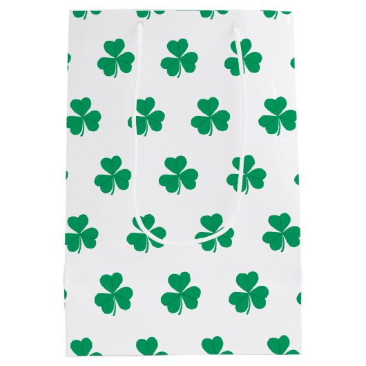 Shamrock St. Patrick's Day Groen Wit Medium Cadeauzakje (Achterkant)