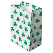 Shamrock St. Patrick's Day Groen Wit Medium Cadeauzakje (Achterkant Gekanteld)