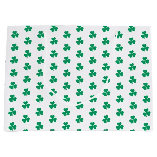 Shamrock St. Patrick's Day groen wit patroon Groot Cadeauzakje (Voorkant)