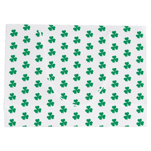 Shamrock St. Patrick's Day groen wit patroon Groot Cadeauzakje (Achterkant)