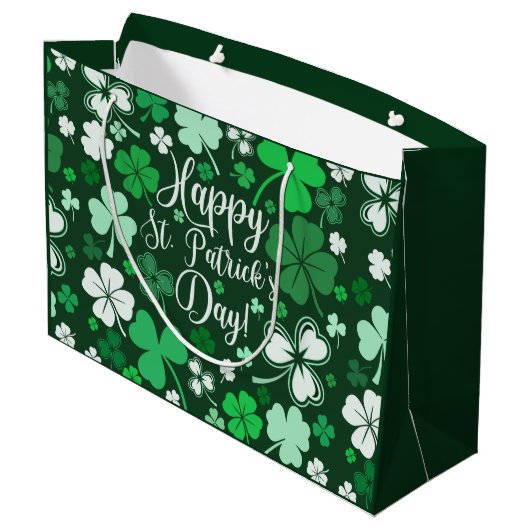 Shamrock St. Patrick's Day Groot Cadeauzakje (Achterkant Gekanteld)