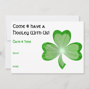 Shamrock St Patrick's Day Hooley-uitnodiging wit Kaart