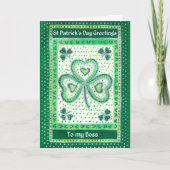 Shamrock St Patrick's Day Kaart voor een baas (Voorkant)