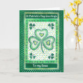 Shamrock St Patrick's Day Kaart voor een baas (Gele Bloem)