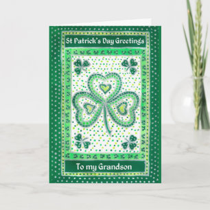 Shamrock St Patrick's Day Kaart voor een kleinzoon