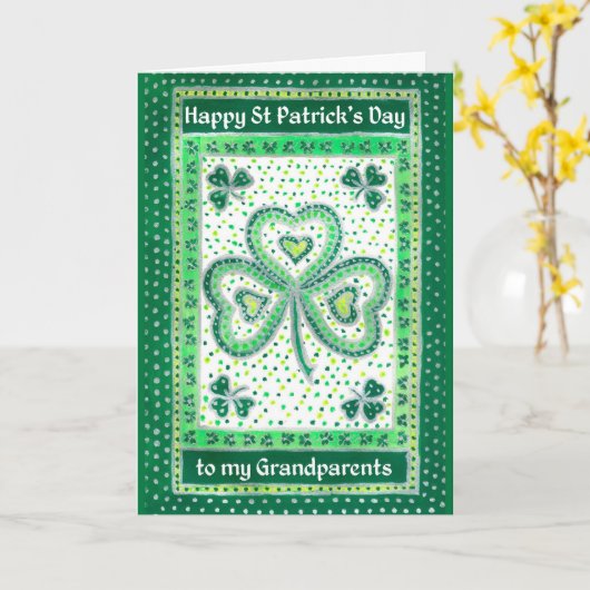 Shamrock St Patrick's Day Kaart voor grootouders (Gele Bloem)
