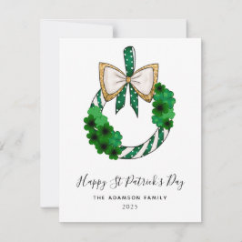 shamrock St Patrick's day krans glitter modern Feestdagenkaart