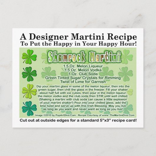 Shamrock St. Patrick's Day Martini Recept Kaart (Voorkant)