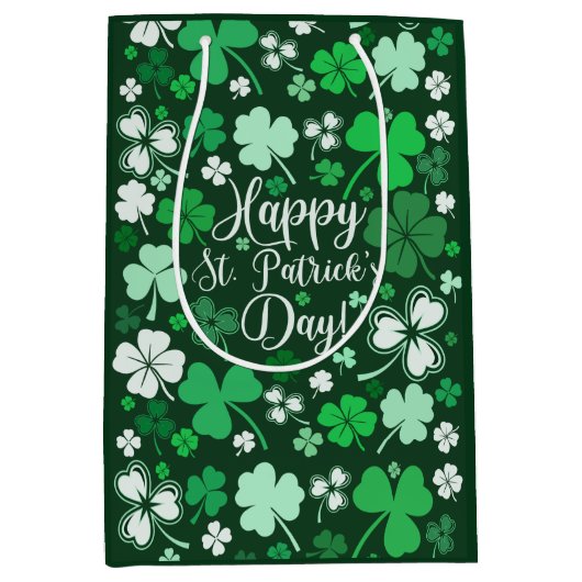 Shamrock St. Patrick's Day Medium Cadeauzakje (Voorkant)