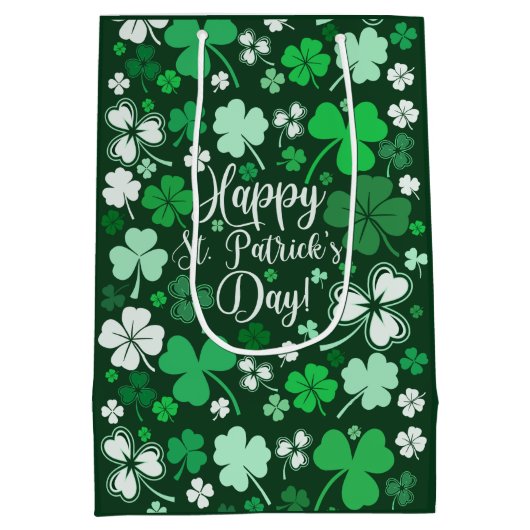 Shamrock St. Patrick's Day Medium Cadeauzakje (Achterkant)