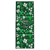 Shamrock St. Patrick's Day Medium Gift Bag Wijn Cadeautas (Achterkant)