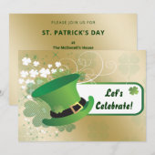 shamrock St Patricks Day party Invitation Kaart (Voorkant / Achterkant)