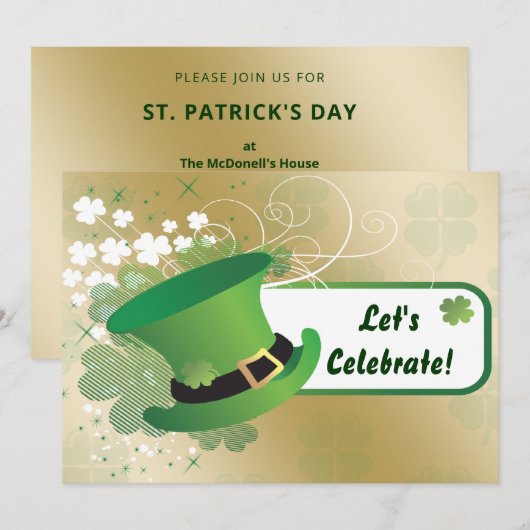 shamrock St Patricks Day party Invitation Kaart (Voorkant / Achterkant)