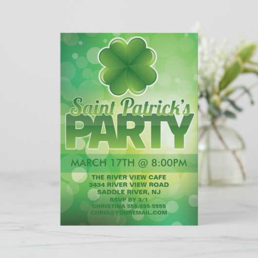 Shamrock St. Patrick's Day Party Kaart (Staand voorkant)