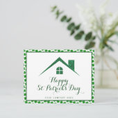 Shamrock St. Patricks Day Real Estate Green House Briefkaart (Staand voorkant)