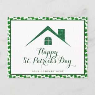 Shamrock St. Patricks Day Real Estate Green House Briefkaart