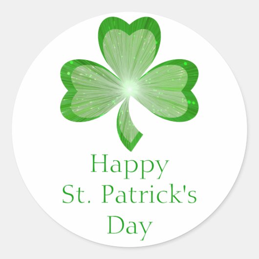 Shamrock 'St Patrick's Day' sticker rond wit (Voorkant)