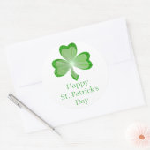 Shamrock 'St Patrick's Day' sticker rond wit (Envelop)