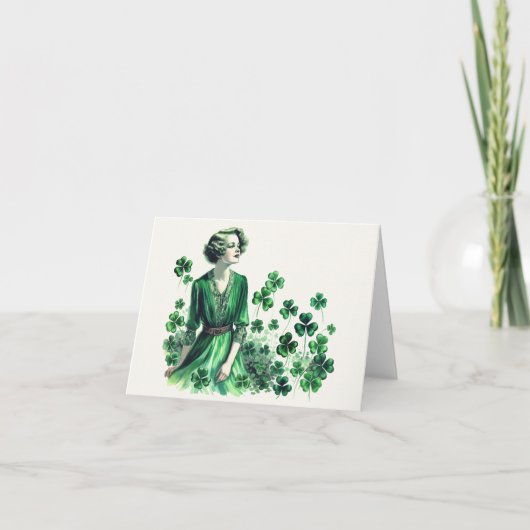  Shamrock St. Patrick's Day Vrouw Feestdagen Kaart (Voorkant)