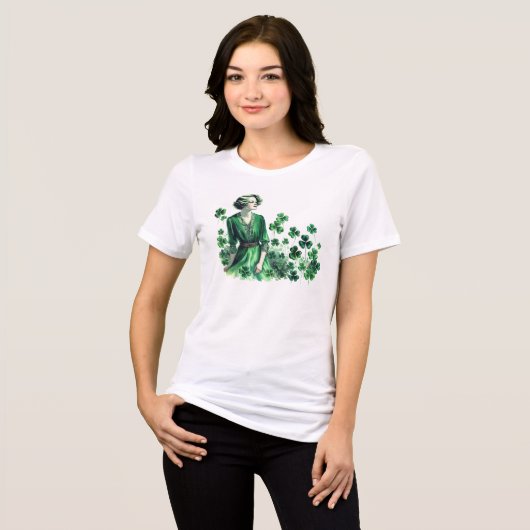 Shamrock St. Patrick's Day Vrouw Tri-Blend Shirt (Voorkant volledig)