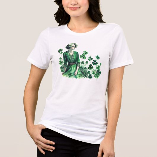Shamrock St. Patrick's Day Vrouw Tri-Blend Shirt (Voorkant)