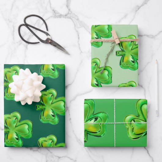 Shamrock St Patrick's Day Wrapping Paper Sheets (Voorkant)