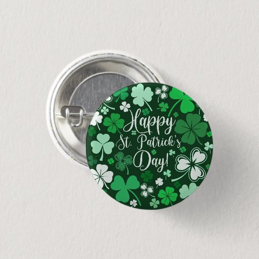 Shamrock St Patrick's Ronde Button 3,2 Cm (Voorkant /achterkant)