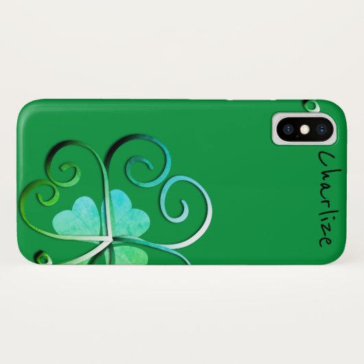 Shamrock St. Patrick's W/Name Case-Mate iPhone Case (Achterkant (horizontaal))