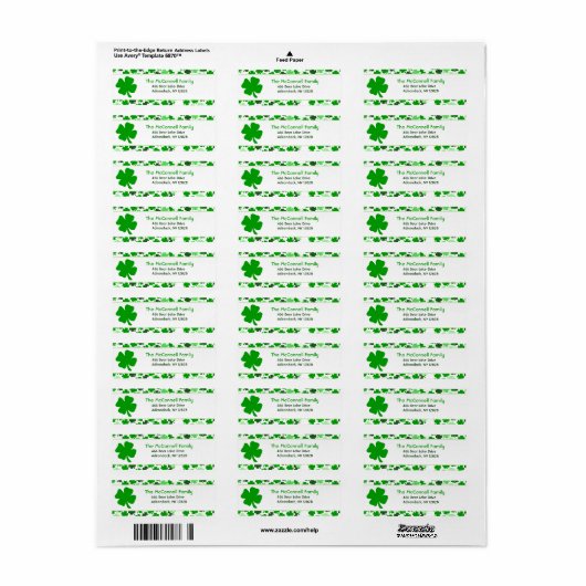 Shamrock St. Patty's Day St. Patrick's Day Address Etiket (Full Sheet)