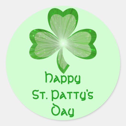 Shamrock 'St Patty's Day' sticker rond groen (Voorkant)