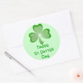 Shamrock 'St Patty's Day' sticker rond groen (Envelop)