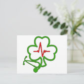 SHAMROCK STETHOSCOPE MET HEARTBEAT BRIEFKAART (Staand voorkant)