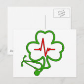 SHAMROCK STETHOSCOPE MET HEARTBEAT BRIEFKAART (Voorkant / Achterkant)