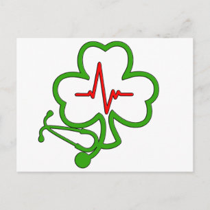 SHAMROCK STETHOSCOPE MET HEARTBEAT BRIEFKAART