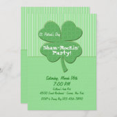 Shamrock Stripes St. Patrick's Day Invitation Kaart (Voorkant / Achterkant)
