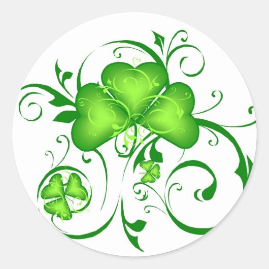 Shamrock Swirls Ronde Sticker (Voorkant)