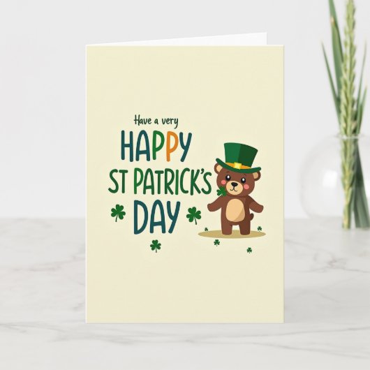 Shamrock Teddy Happy Kaart (Voorkant)