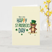 Shamrock Teddy Happy Kaart (Gele Bloem)