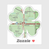 Shamrock Texas Clover Kaart Sticker (Vel)