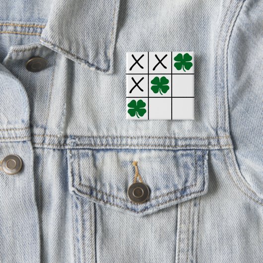 Shamrock Tic Tac Toe Vierkante Button 5,1 Cm (In situ)