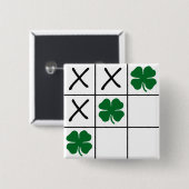Shamrock Tic Tac Toe Vierkante Button 5,1 Cm (Voorkant /achterkant)