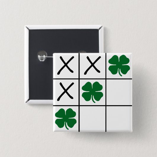 Shamrock Tic Tac Toe Vierkante Button 5,1 Cm (Voorkant /achterkant)