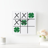 Shamrock Tic Tac Toe Vierkante Klok (Huis)
