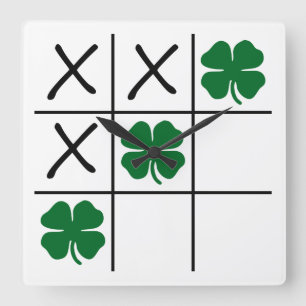 Shamrock Tic Tac Toe Vierkante Klok