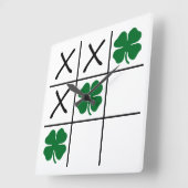 Shamrock Tic Tac Toe Vierkante Klok (Hoek)