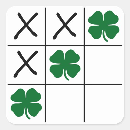Shamrock Tic Tac Toe Vierkante Sticker (Voorkant)