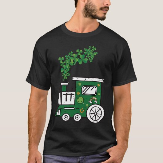 Shamrock Train St.Patrick Day Cool Railroad voor B T-shirt (Voorkant)