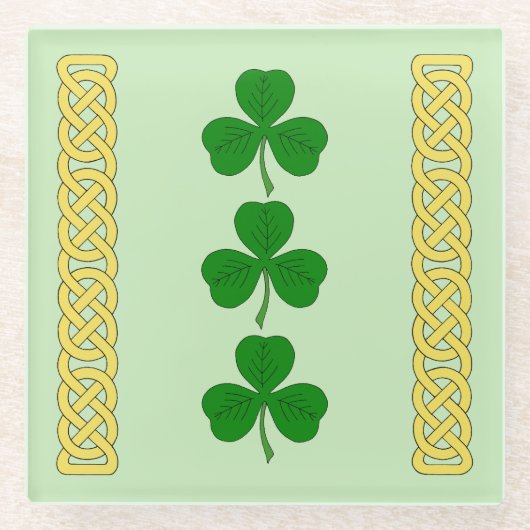 Shamrock Trio en Knotwork Bands Glass Onderzetter Glazen Onderzetter (Voorkant)