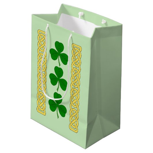 Shamrock Trio en Knotwork Bands Medium Cadeauzakje (Achterkant Gekanteld)